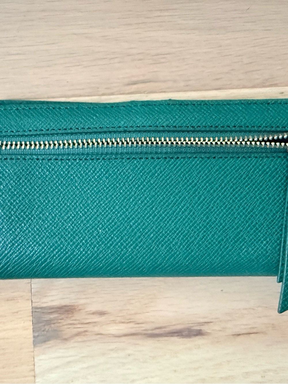 Cole Haan Emerald Green Saffiano Wallet with Gold Accent - Picture 3 of 5
